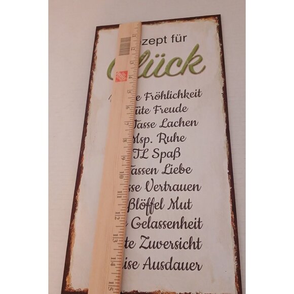 German "Rezept fur Gluck" Wood Sign Recipe for Happiness Funny Wall Hanging - Picture 3 of 6